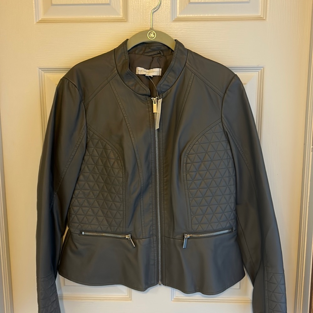 NWT New York and company Medium gray faux leather jacket